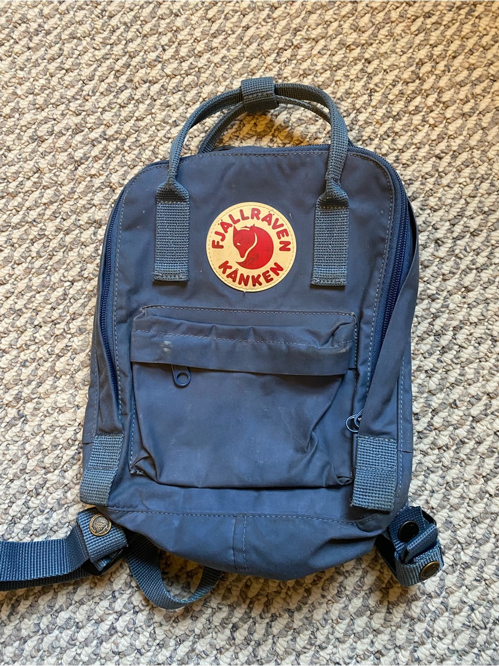 Fjallraven Kanken Small Dark Navy Backpack with Red Logo